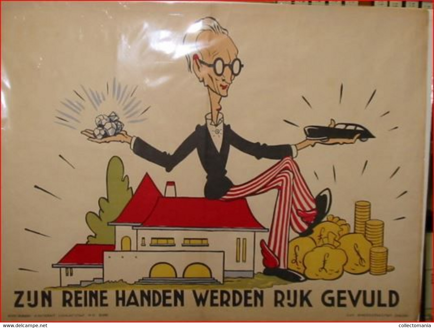 Jef Nys, Verkiezingen 1946, Striptekenaar Jonge Jaren, C.V.P. ,  Camiel Huysmans,4  Affiches, Elk 70cm X 50cm MOOI - Jommeke