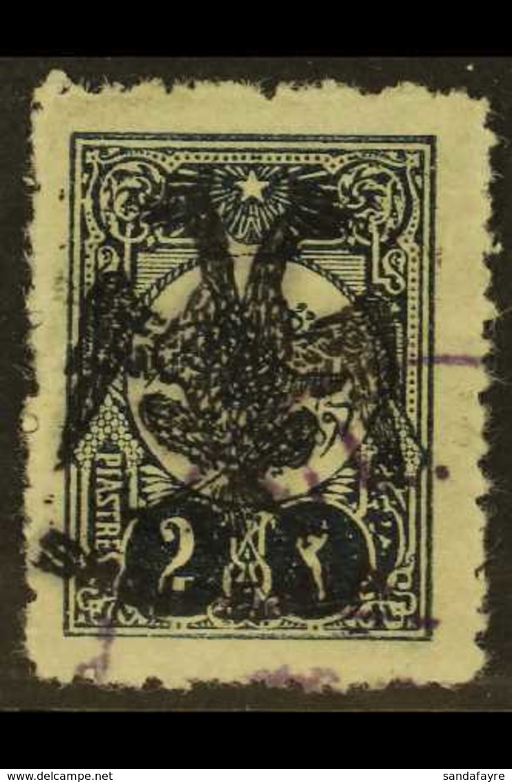 1913  2pi Blue-black, Eagle Ovptd In Black, Mi 8, Fine Used, Signed Bloch. For More Images, Please Visit Http://www.sand - Albanië