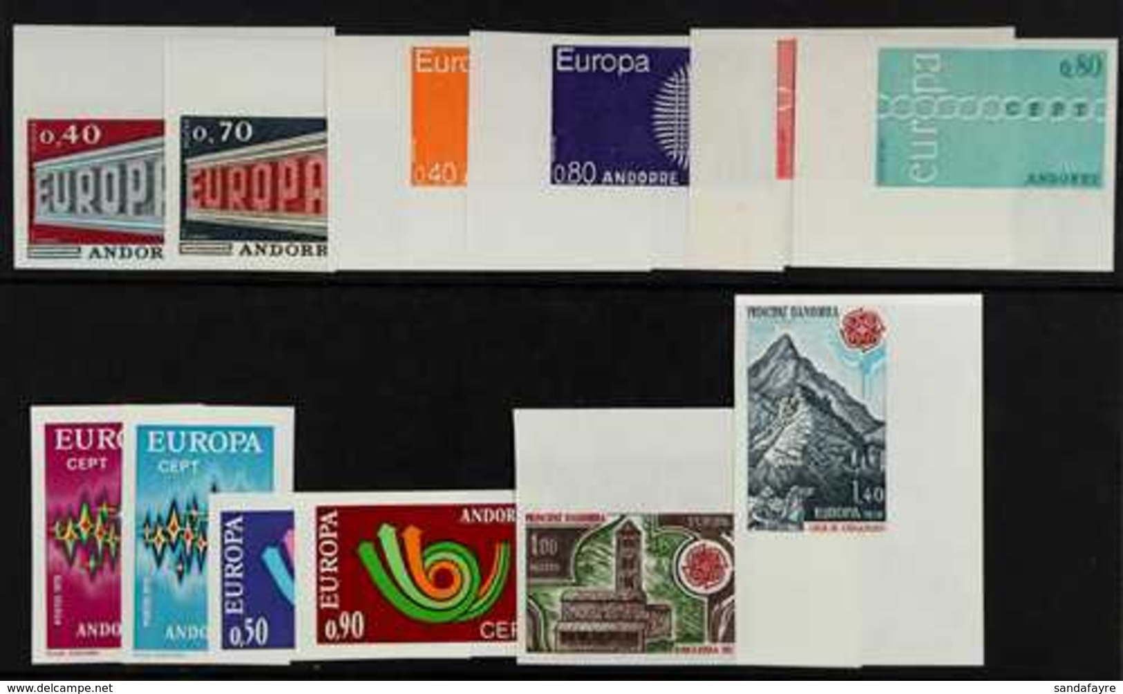 FRENCH 1969 - 1978 EUROPA IMPERFS  Fine Selection Of 9 Complete Never Hinged Mint Sets. (18 Stamps) For More Images, Ple - Andere & Zonder Classificatie