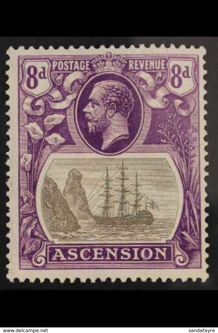 1924  8d Grey Black And Bright Violet, Variety "Broken Mainmast", SG 17a, Very Fine Mint. For More Images, Please Visit  - Ascension