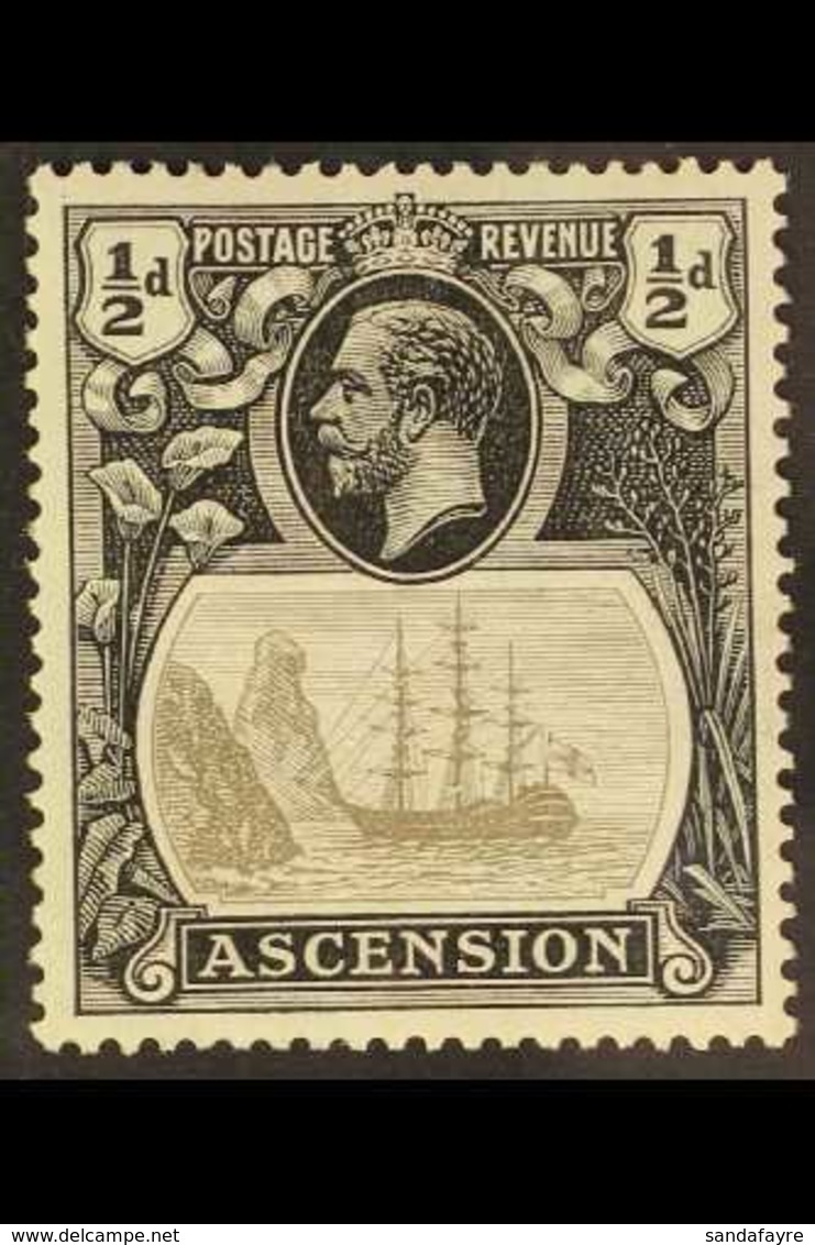 1924-33  ½d Grey-black And Black "Broken Mainmast" Variety, SG 10a, Very Fine Mint. For More Images, Please Visit Http:/ - Ascension (Ile De L')