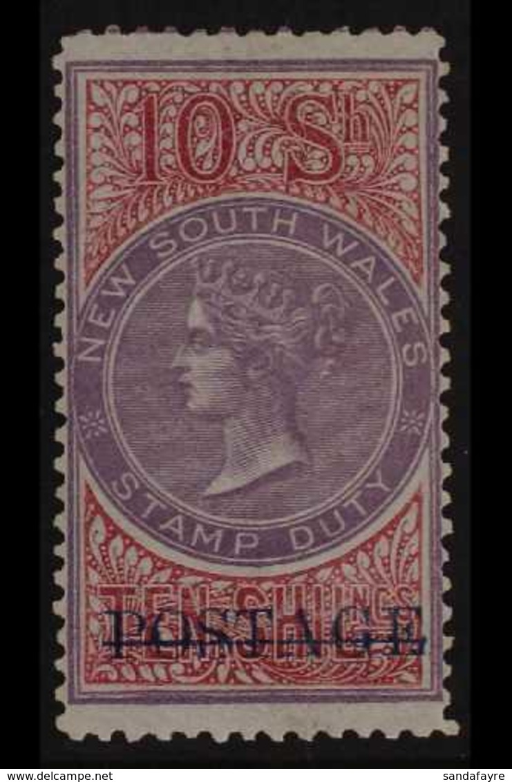 NEW SOUTH WALES  1885-86 10s Lilac & Claret, Perf 12, "Postage" Overprinted In Blue, SG 241b, Fine Mint For More Images, - Autres & Non Classés