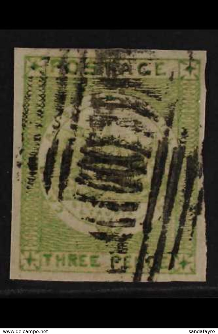 NEW SOUTH WALES  1850-51 3d Yellowish Green (laid Paper), SG 43e, Imperf With Four Clear Margins, Very Fine Used For Mor - Autres & Non Classés