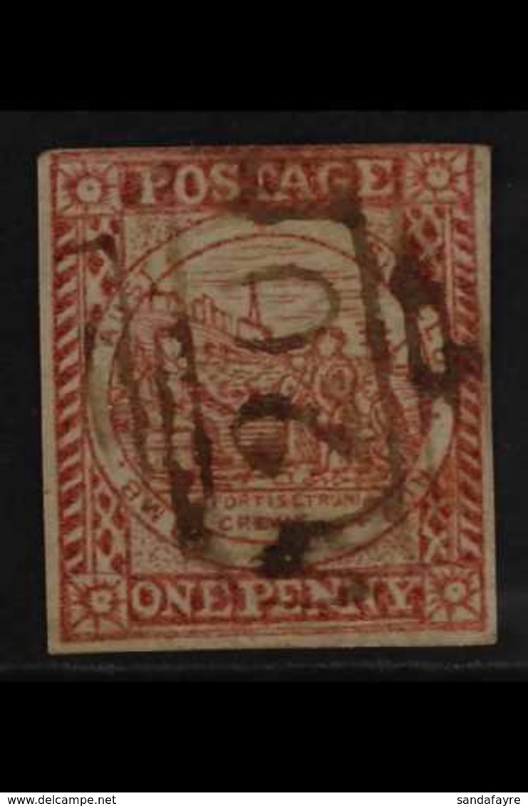 NEW SOUTH WALES  1850. 1d Dull Carmine (hard Whitish Paper), Plate I (with Clouds), SG 8, Imperf With 3 Clear Margins, J - Autres & Non Classés