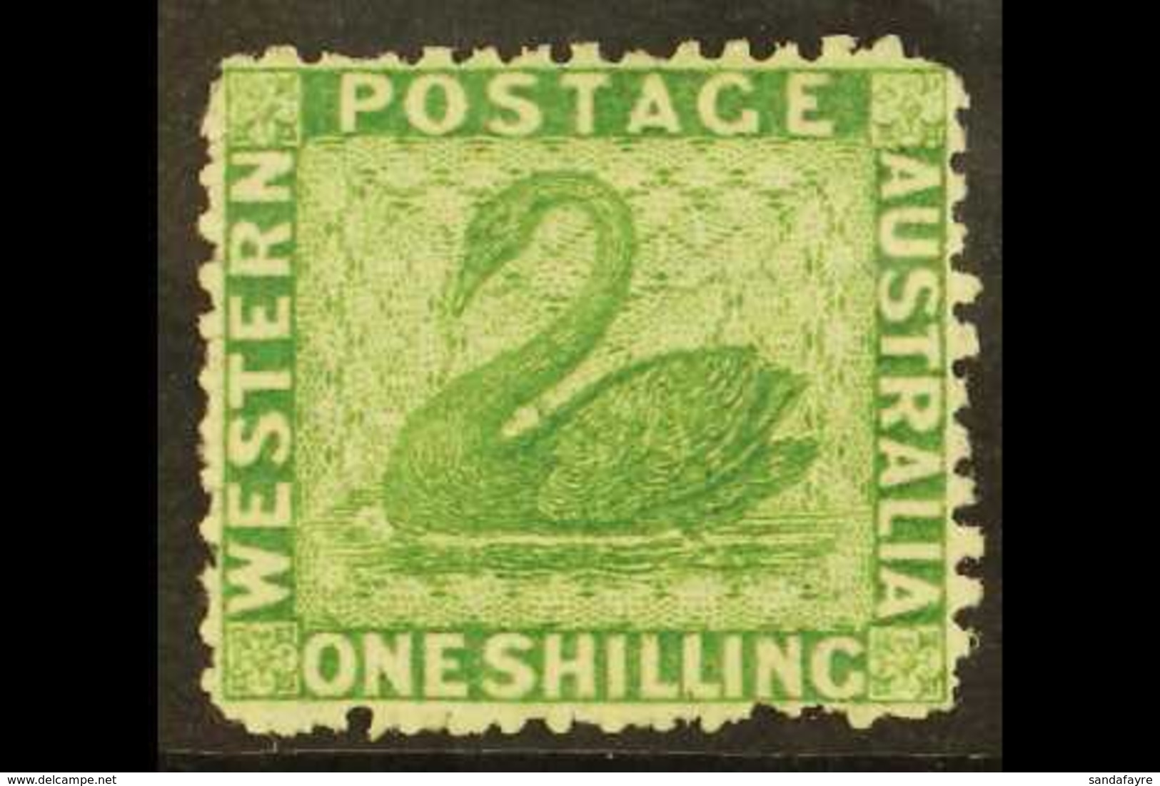 WESTERN AUSTRALIA  1864-79 1d Bright Green Perf 12½ WATERMARK REVERSED Variety, SG 61 Var, Fine Mint, Very Fresh, Unlist - Other & Unclassified