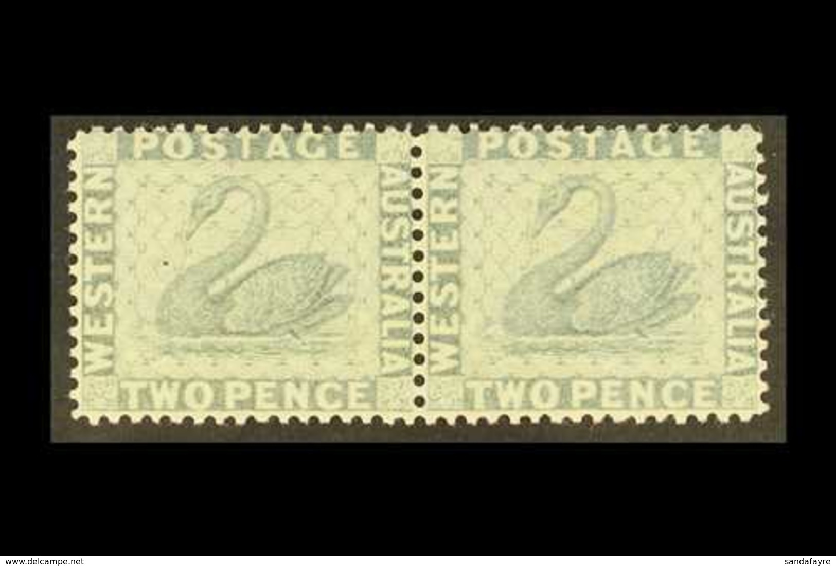 WESTERN AUSTRALIA  1888 2d Grey, Wmk Crown CA Sideways, Horizontal Pair, SG 104, Very Fine Mint. For More Images, Please - Andere & Zonder Classificatie