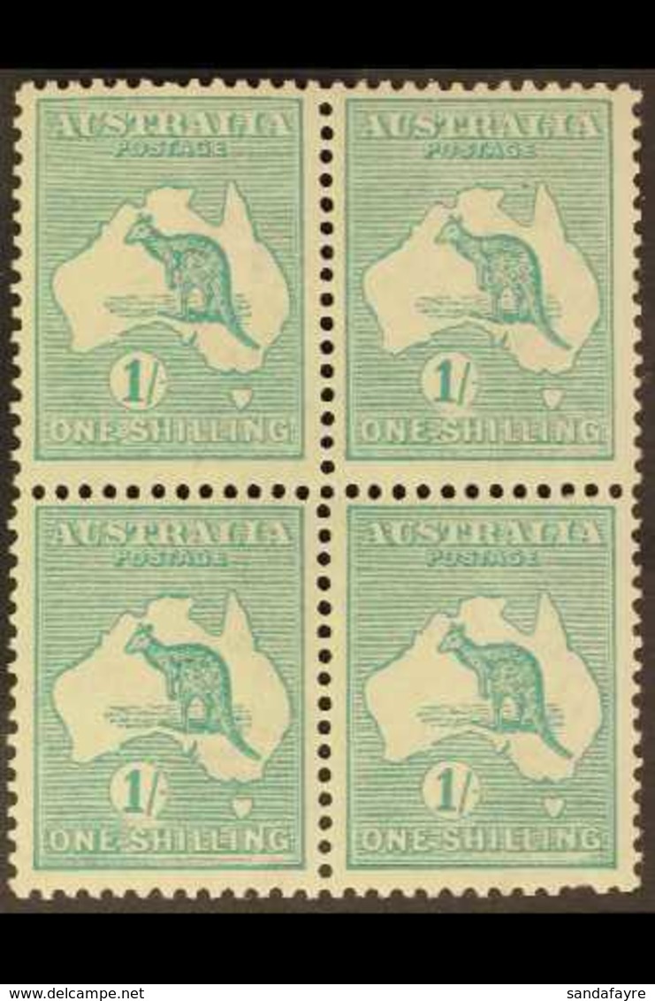 1915-27  1s Blue-green Roo, Die IIB, SG 40b, BLOCK OF FOUR Mint (two Stamps Never Hinged), Short Perf At Base. For More  - Autres & Non Classés