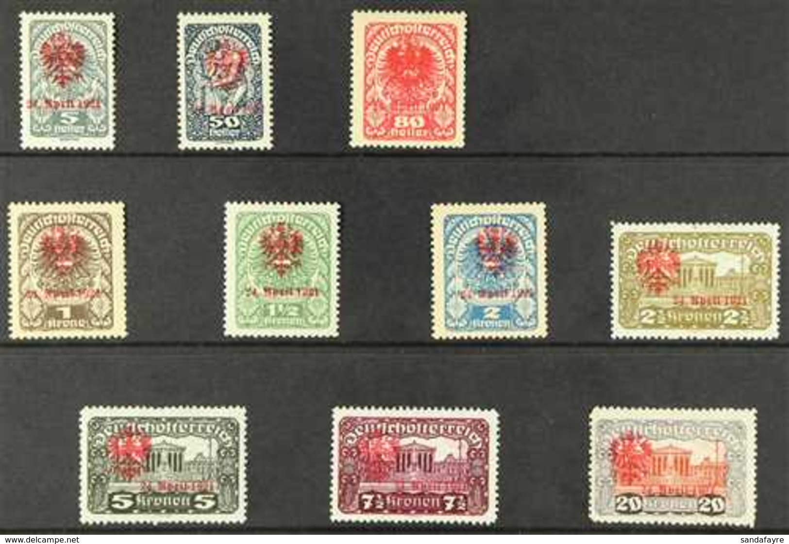 TIROL - LOCALS  1921 TYPE II Overprinted Set , Between Mi 257/315y, Fine Mint (10 Stamps) For More Images, Please Visit  - Autres & Non Classés