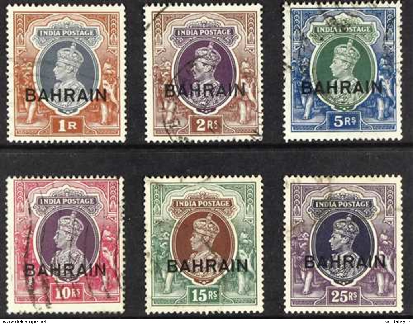 1938-41  1r To 25r Overprints Top Values Set, SG 32/37, Good To Fine Lightly Used, Fresh. (6 Stamps) For More Images, Pl - Bahreïn (...-1965)