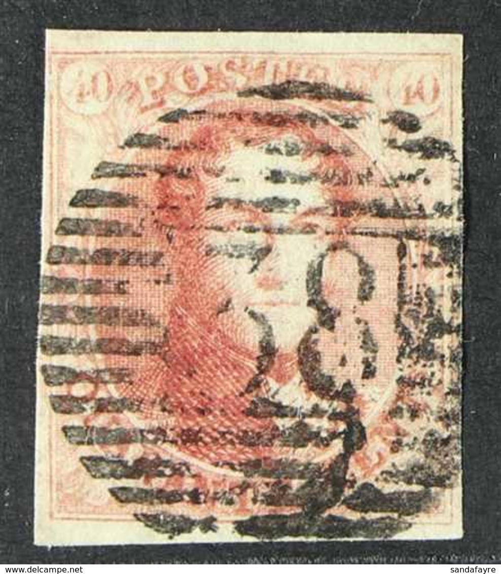 1849-50  40c Carmine Medallion Watermark "LL" In Frame (Michel 5 A, SG 5, COB 5), Fine Used, Four Margins, Fresh, Cat £7 - Autres & Non Classés