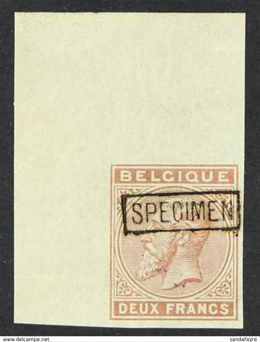 1883  2f Brown King Unissued Value IMPERF PROOF With "Specimen" Overprint, COB 2F (see Note After Michel 38), Never Hing - Autres & Non Classés