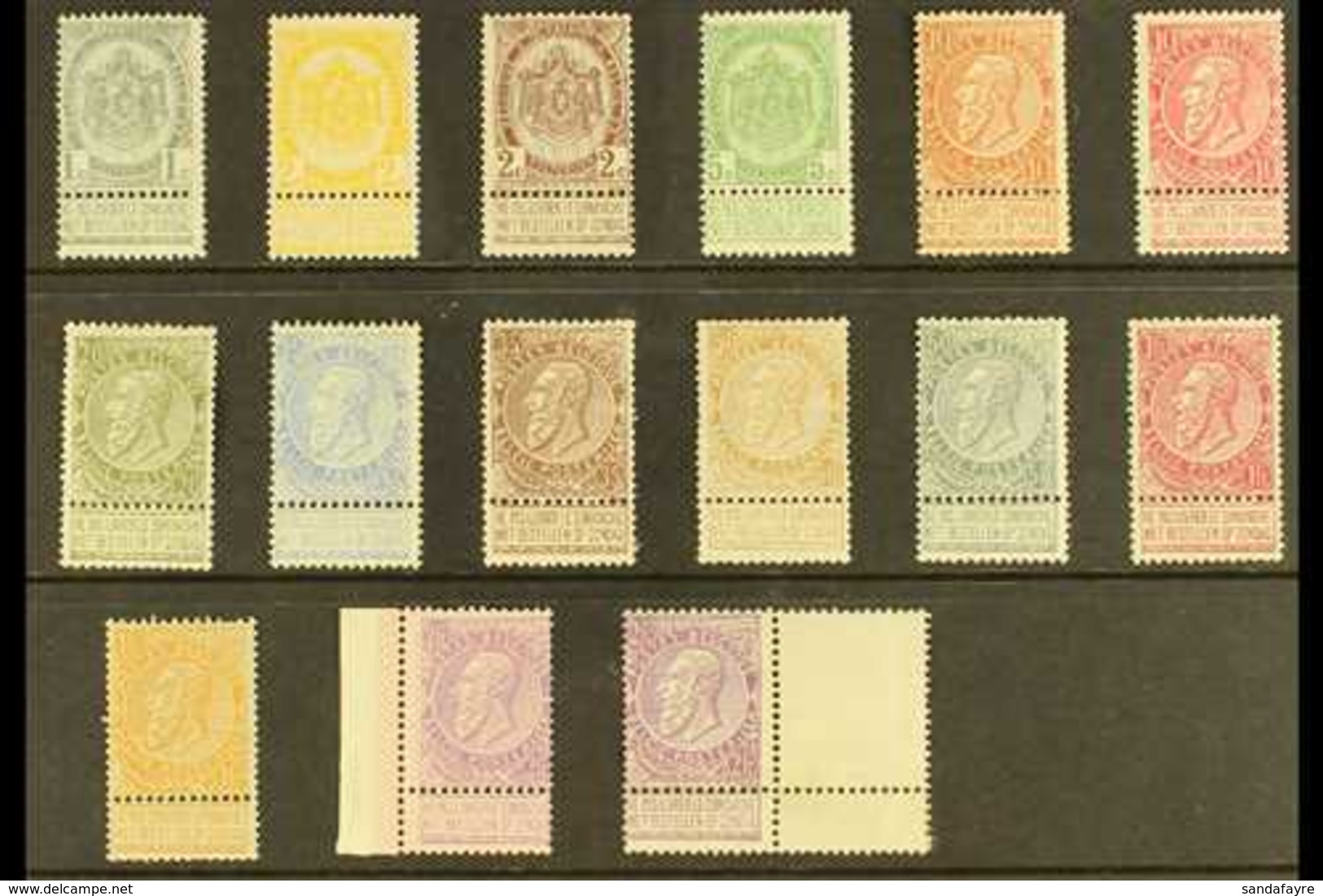 1893-1900  Definitives Complete Set (COB 53/67, SG 78/92) Fine Mint (the 1f Orange With One Short Perf), Some Values (in - Autres & Non Classés