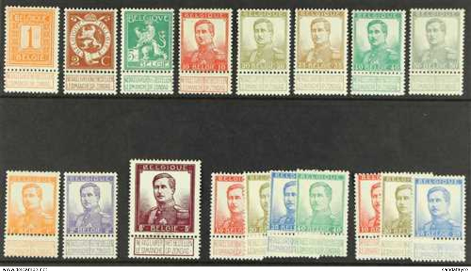 1912-13  King Albert Complete Set With Labels Incl All Types (SG 133/50, Michel 89/99 & 100/03 I+II, COB 108/25), Never  - Autres & Non Classés