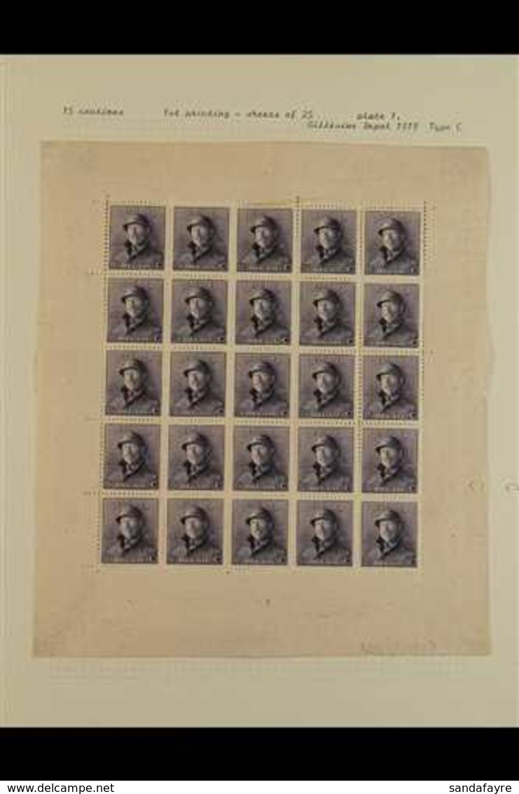 1919  15c Slate-violet King Albert Tin Hat (COB F169A, SG 241, Michel 149), Fine Mint (stamps Are Never Hinged) Complete - Autres & Non Classés