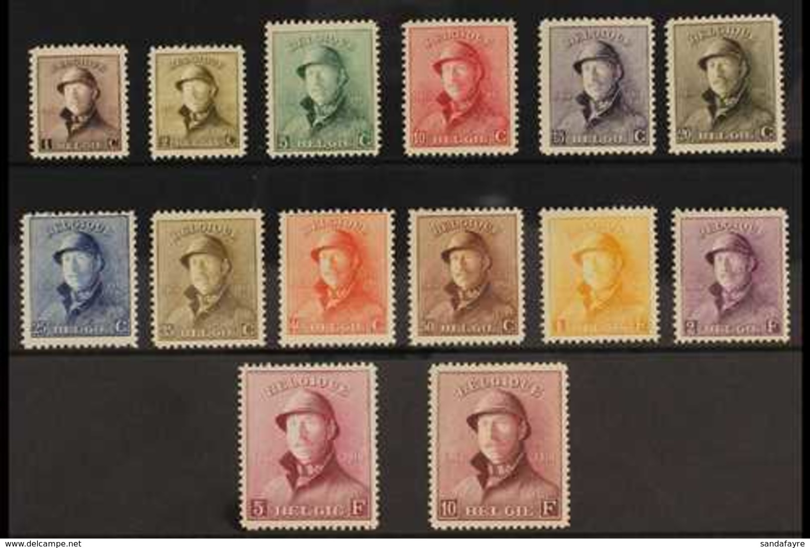 1919  King Albert Tin Hat Complete Set (COB 165/78, Michel 145/58, SG 237/50), Very Fine Mint, Nicely Centred, Very Fres - Autres & Non Classés