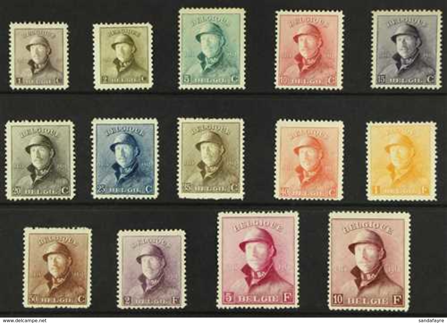 1919-20  King Albert 'Tin Hat' Complete Set (SG 237/50, Michel 145/58, COB 165/78), Never Hinged Mint, Very Fresh. (14 S - Andere & Zonder Classificatie