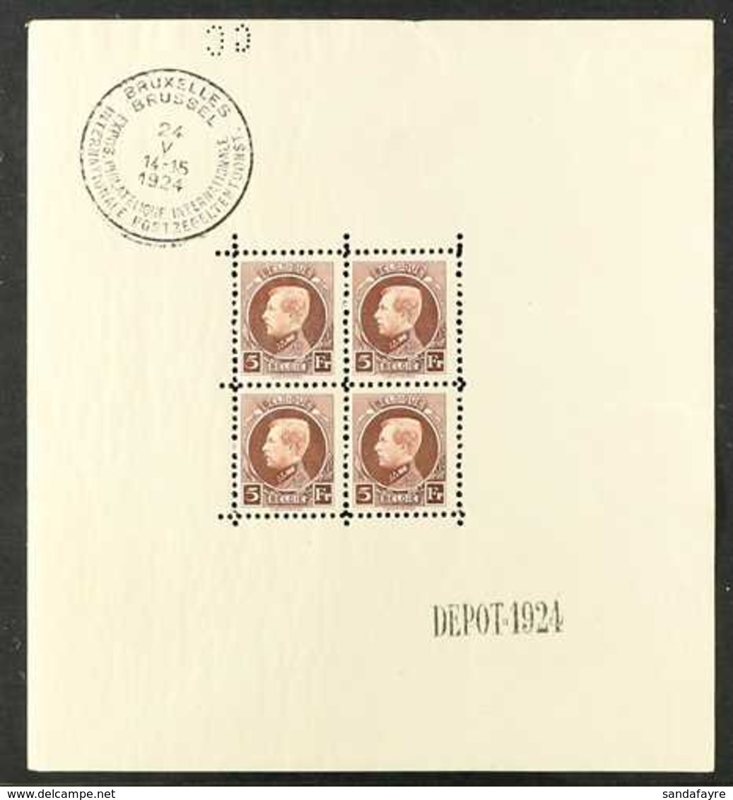 1924  5f Red-brown Philatelic Exhibition Complete SHEETLET Of 4 (SG 320, Michel 186, COB BL1), Never Hinged Mint, Small  - Autres & Non Classés