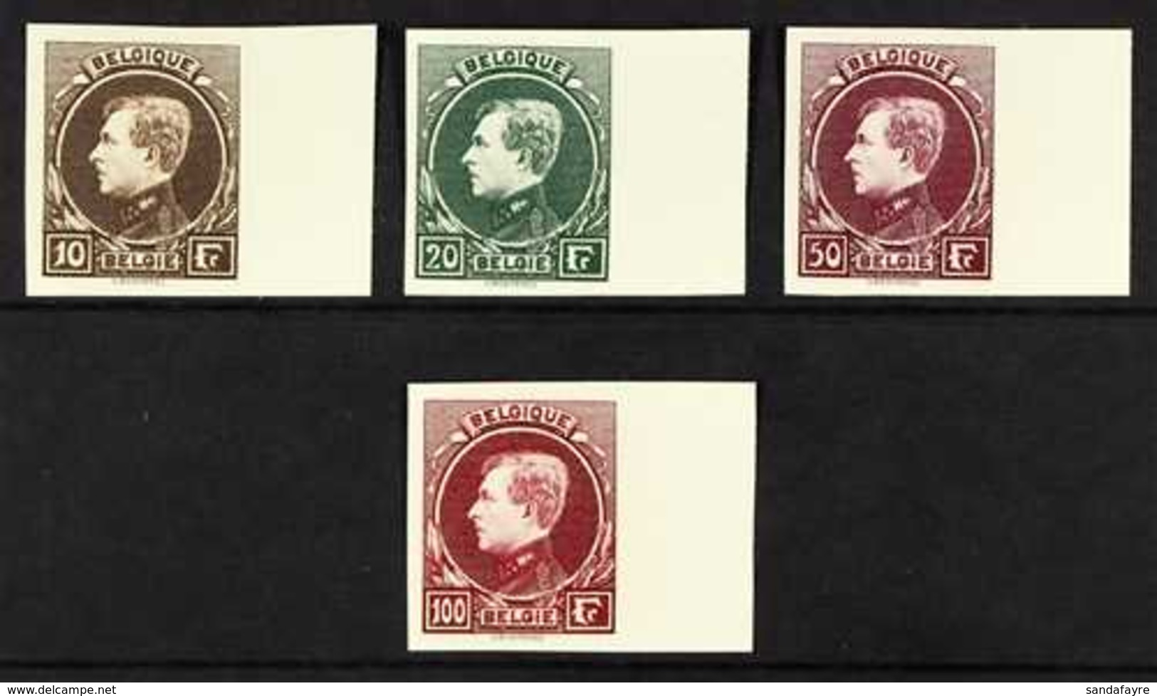 1929  King Albert High Values Paris Printing Complete IMPERF Set (SG 501/04, Michel 262/65 I, COB 289/92), Superb Unhing - Andere & Zonder Classificatie