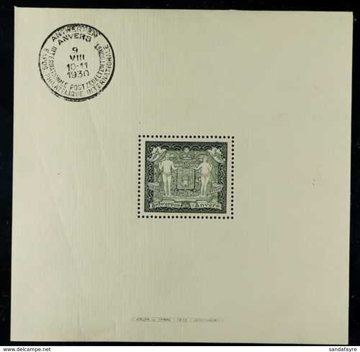 1930  Antwerp Philatelic Exhibition Miniature Sheet (SG MS568, Michel Block 1, COB BL2), Fine Mint (stamp Is Never Hinge - Andere & Zonder Classificatie
