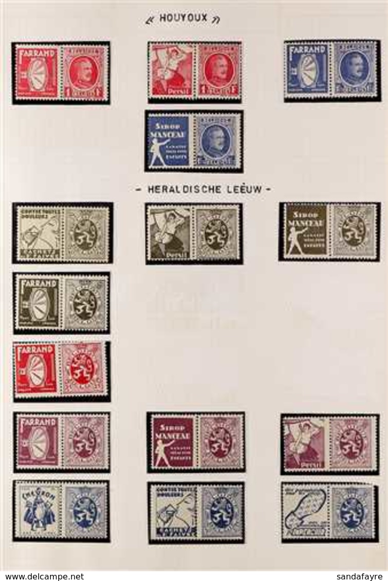 1930-1941 SE-TENANT PAIRS WITH ADVERT LABELS.  FINE MINT & NHM COLLECTION In Hingeless Mounts On Leaves, All Different,  - Andere & Zonder Classificatie