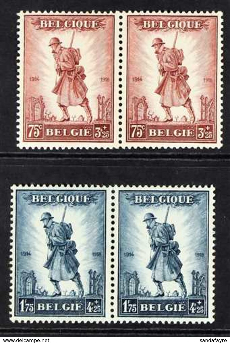 1932  Infantry Memorial Complete Set (SG 618/19, Michel 342/43, COB 351/52), Never Fine Mint Horizontal PAIRS, Very Scar - Autres & Non Classés