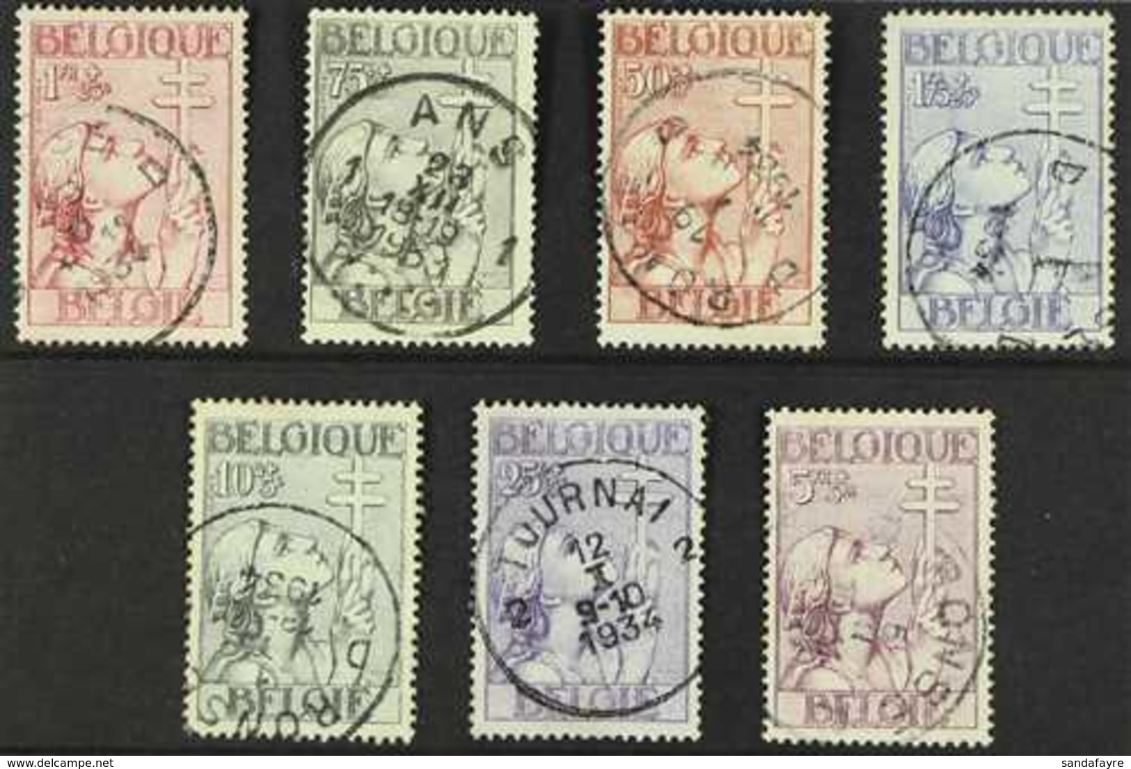 1933  Anti-Tuberculosis Fund Complete Set (SG 646/52, Michel 366/72, COB 377/83), Fine Cds Used, Very Fresh. (7 Stamps)  - Andere & Zonder Classificatie