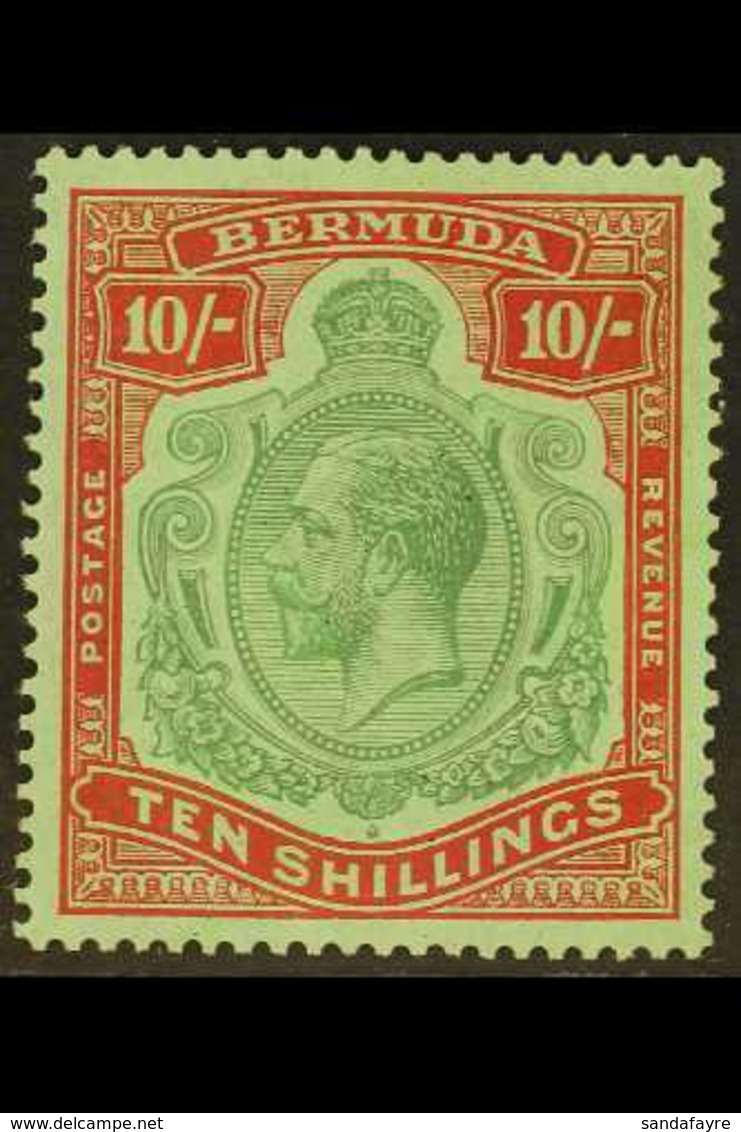 1924-32  10s Green & Red On Pale Emerald, Wmk Script CA, SG 92, Very Fine Mint. For More Images, Please Visit Http://www - Bermuda