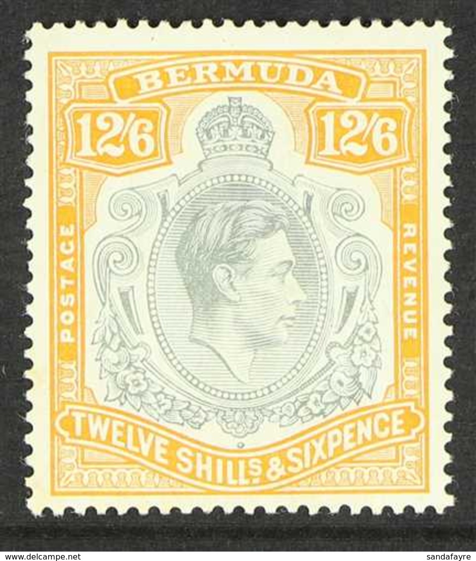 1938-53  12s6d Grey & Brownish Orange KGVI Key Plate Perf 14 Chalky Paper, SG 120a, Fine Mint, Usual Streaky Gum, Very F - Bermudes