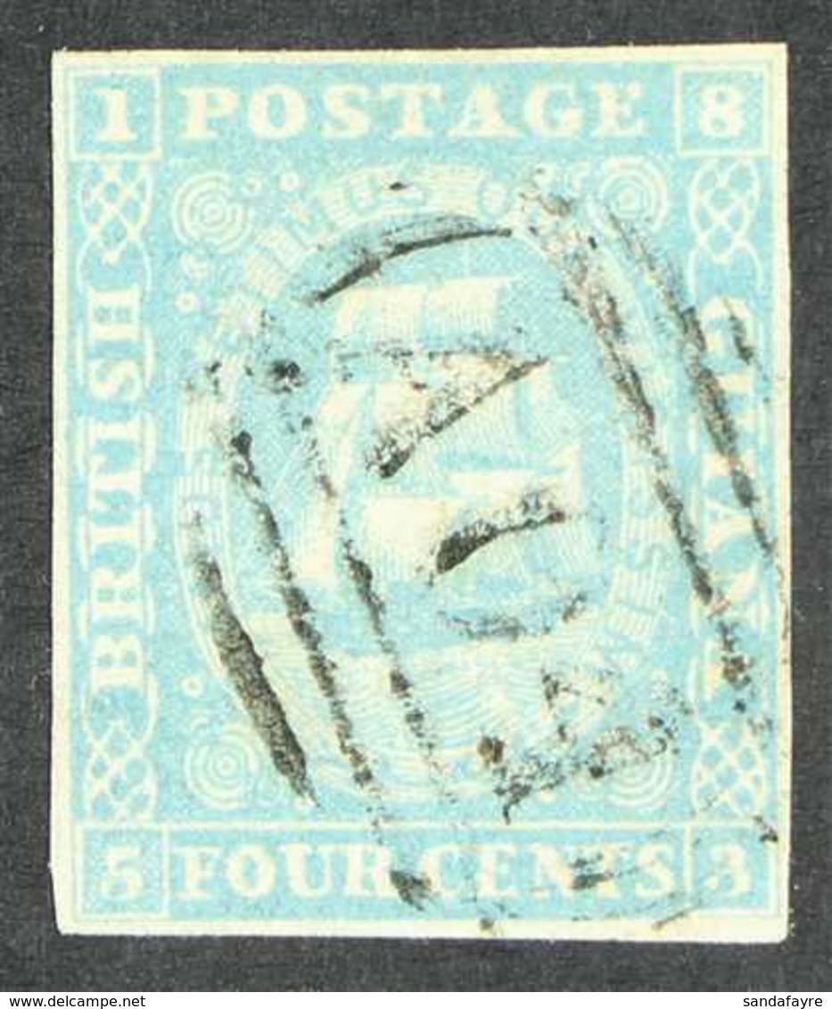 1853-55  4c Blue With Figures In Corners Framed, SG 21, Used With 4 Margins. For More Images, Please Visit Http://www.sa - Guyane Britannique (...-1966)