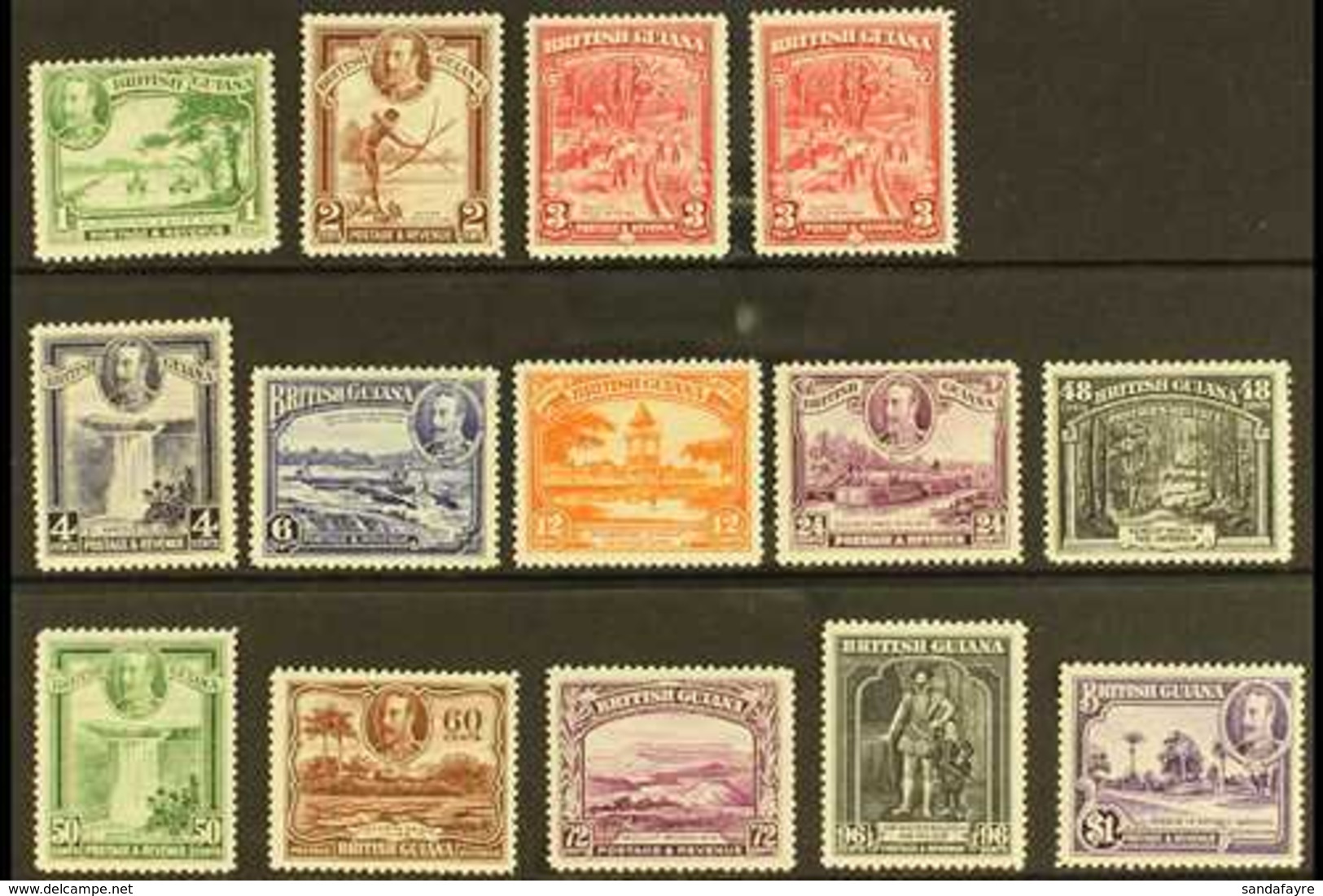 1934-51  Pictorial Definitive Set Plus A 3c Perf Variant, SG 288/300, Fine Mint (14) For More Images, Please Visit Http: - Brits-Guiana (...-1966)