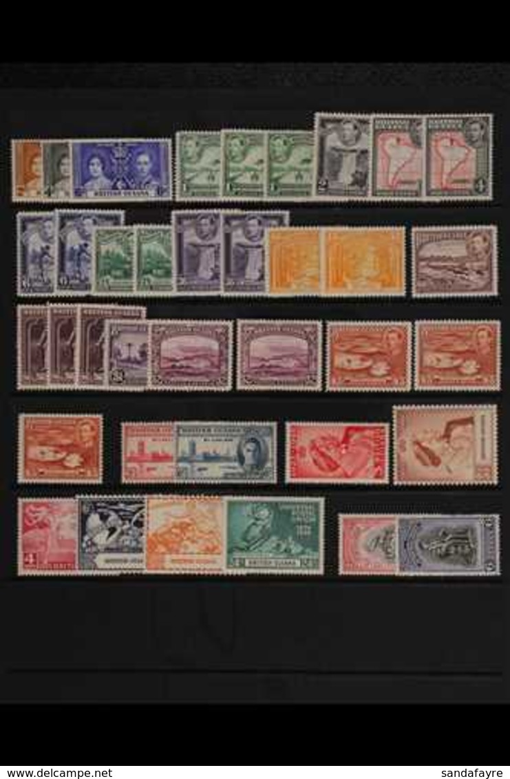 1937-52 VERY FINE MINT KGVI COLLECTION  Definitives With Most Shades And Perf Changes, Incl. Both $2 & Three $3 And All  - Guyane Britannique (...-1966)