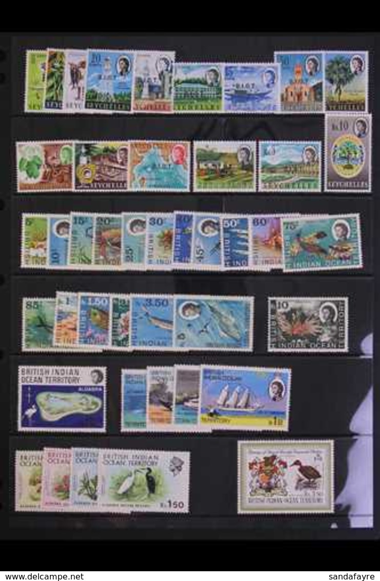 1969-76 COMPLETE NEVER HINGED MINT COLLECTION.  Includes 1968 Overprints On Seychelles Set, 1968-70 Marine Life Complete - Territoire Britannique De L'Océan Indien