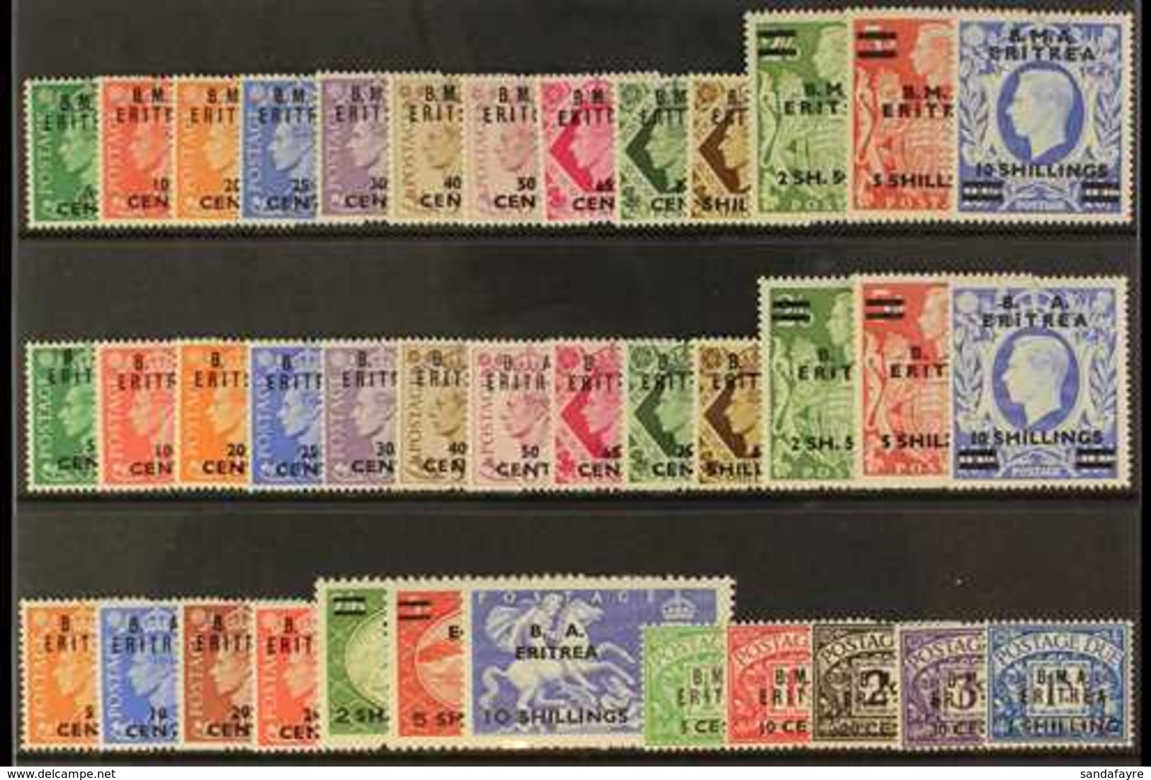 ERITREA  1948-51 MINT COLLECTION Of Complete Sets On A Stock Card, Inc 1948-49 Set, 1950 Set, 1951 Set & 1948 Dues Set.  - Afrique Orientale Italienne