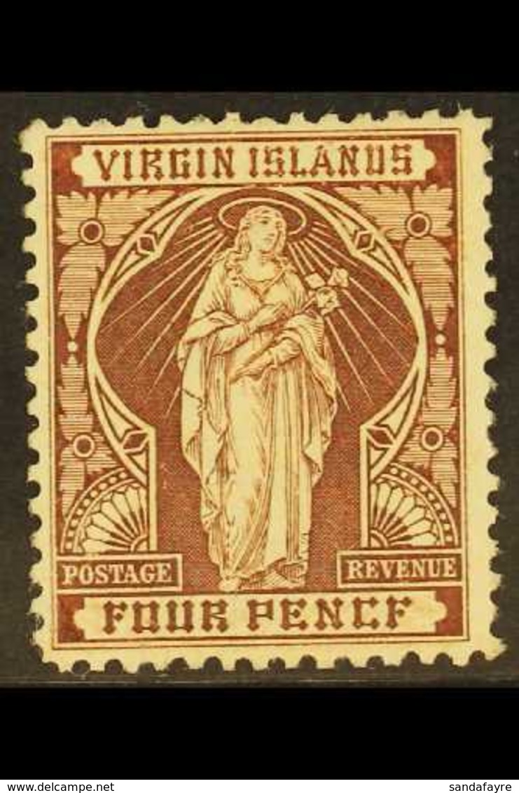 1899  4d Brown, Variety "FOURPENCF", SG 46a, Fine Mint And Very Scarce. For More Images, Please Visit Http://www.sandafa - British Virgin Islands