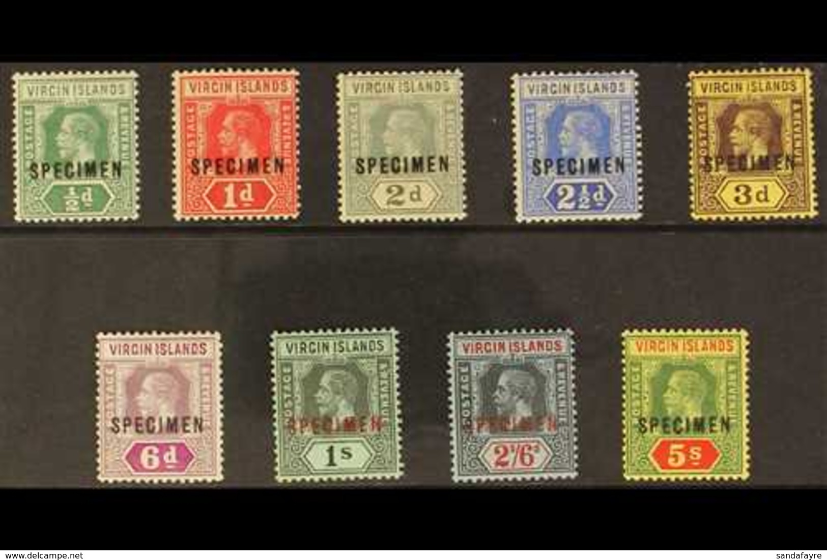 1913 - 19  Geo V Die I Set Complete, Overprinted "Specimen", SG 69s/77s, Very Fine Mint. (9 Stamps) For More Images, Ple - Iles Vièrges Britanniques