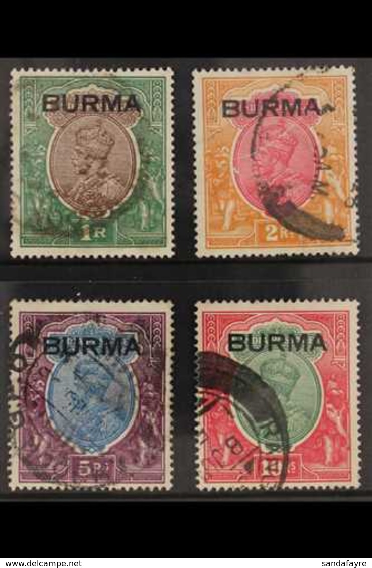 1937  1r - 10r Complete With Burma Ovpts, SG 13/16, Good To Fine Used With Some Minor Faults. (4 Stamps) For More Images - Birmanie (...-1947)