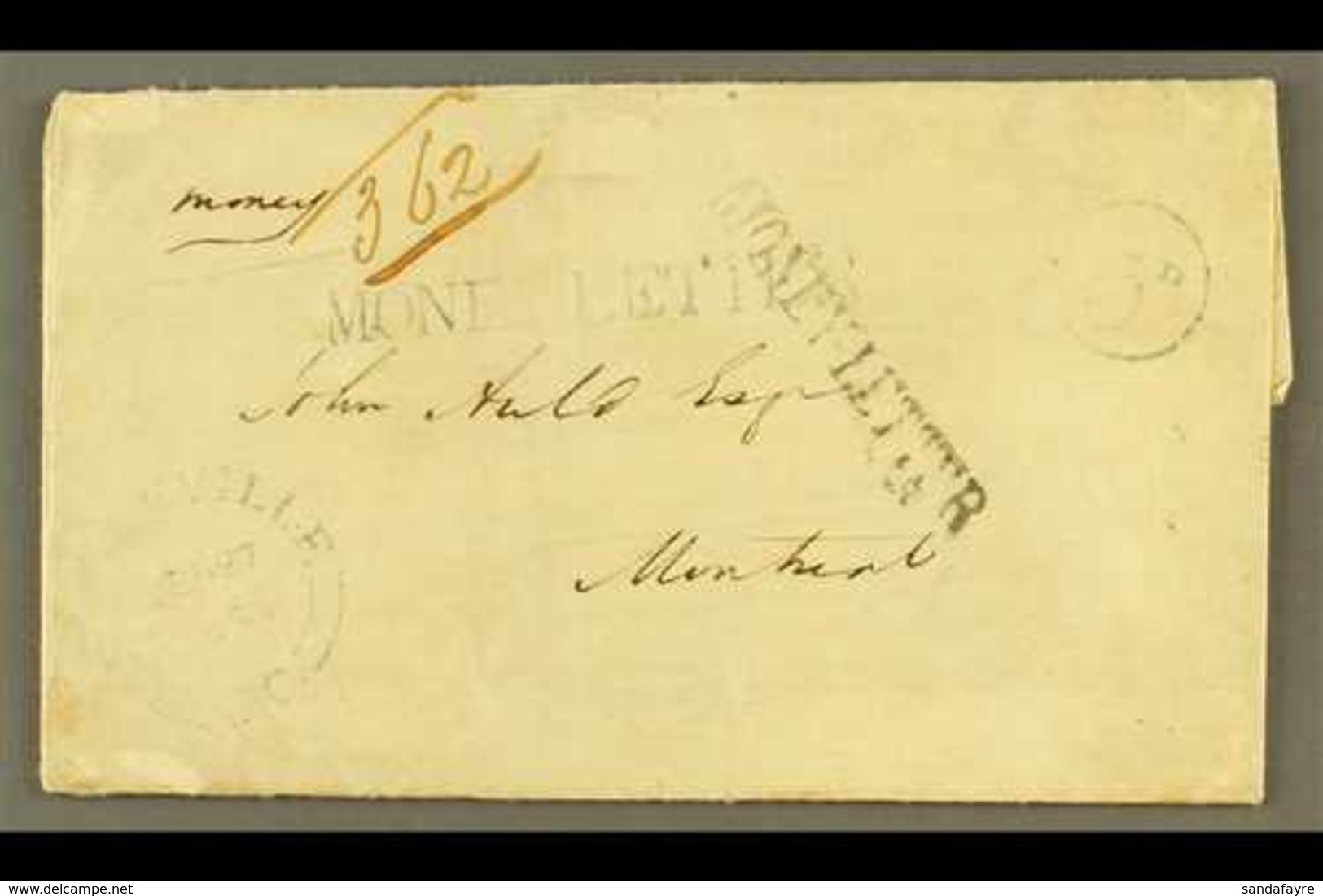 1854  (27 Feb) Stampless Entire Letter Endorsed "money" With "362" Number Alongside Plus Bearing Two (different Types) S - Autres & Non Classés