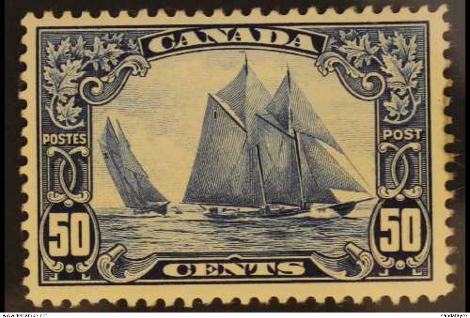 1928-29  50c Blue "Bluenose", SG 284, Mint, A Few Stained Perfs At Right But Well Centred. For More Images, Please Visit - Andere & Zonder Classificatie