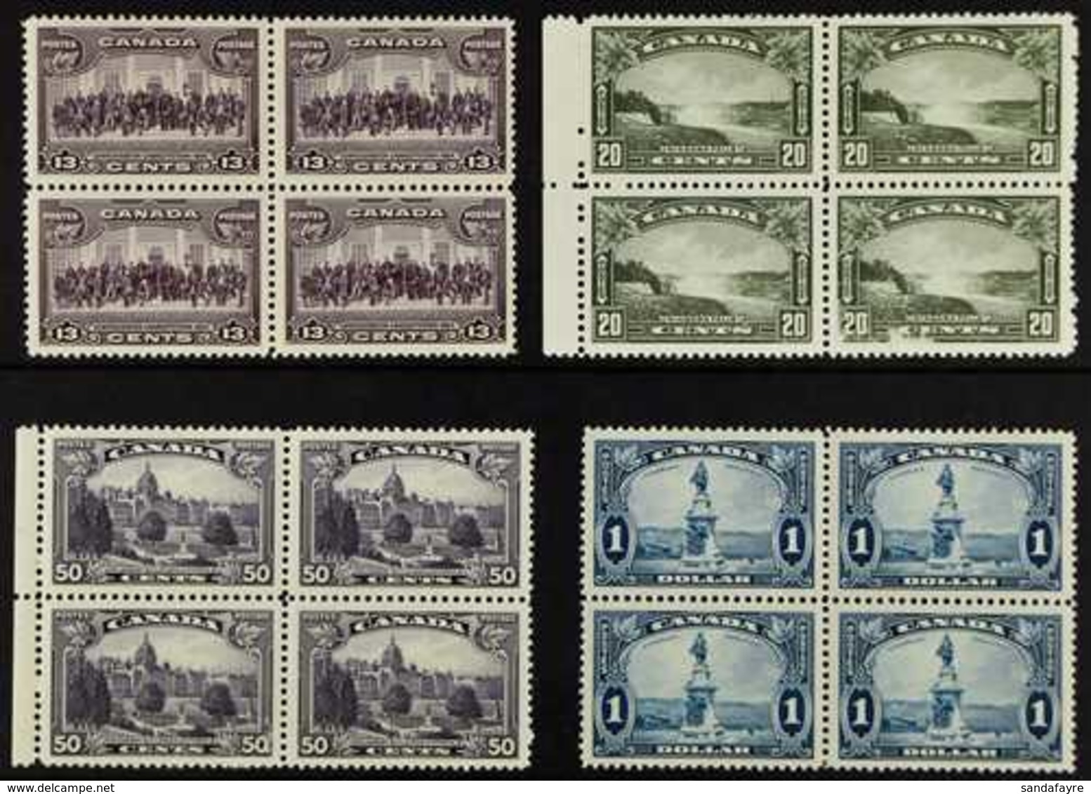 1935  Definitives Complete Set, SG 341/51, Fine Mint BLOCKS Of 4, One 20c Stamp With Small Scuff, Fresh. (11 Blocks = 44 - Autres & Non Classés