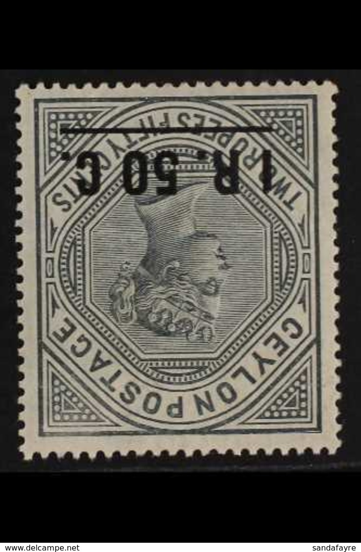 1898-99  1.50r On 2.50r Slate Surcharge WATERMARK INVERTED Variety, SG 254w, Fine Mint, Horizontal Creases, Very Fresh & - Ceylon (...-1947)