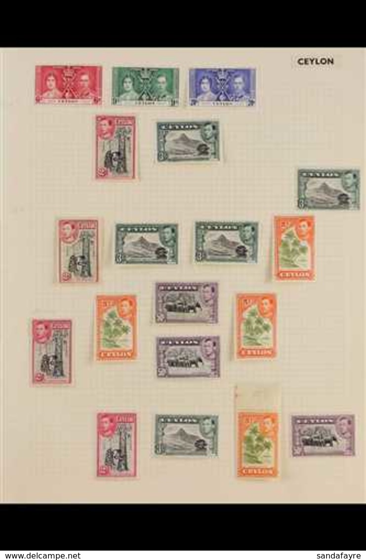 1937-1952 FINE MINT COLLECTION  On Leaves, Includes 1938-49 Pictorials Set With Perf & Wmk Types Incl Perf 11½x13 2c, Pe - Ceylon (...-1947)