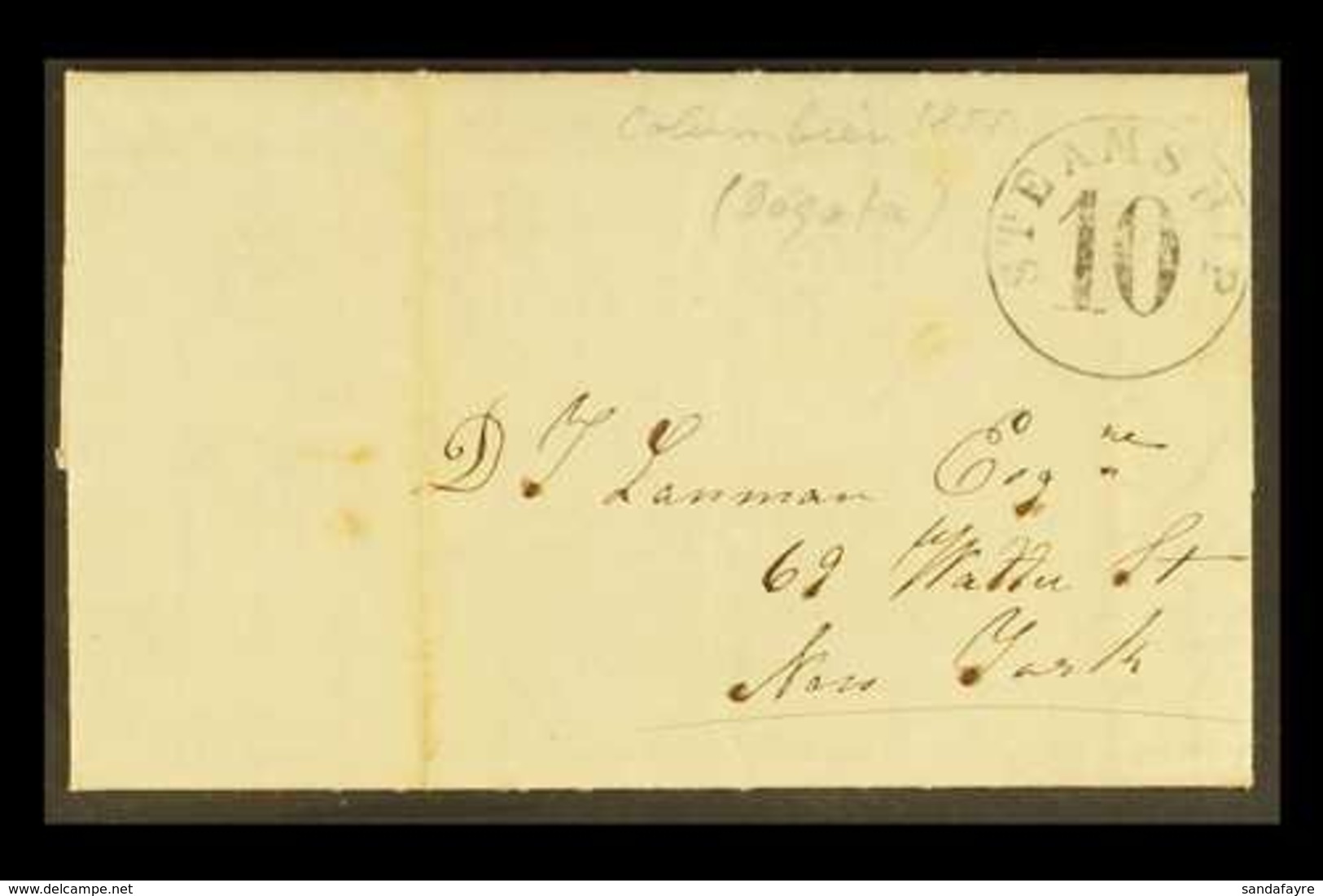 1851  (14 Aug) Entire Letter From Bogota To New York With A Lengthy Personal Message Written In English, Mentioning The  - Colombia