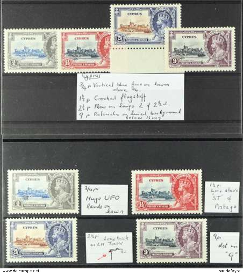 1935  Silver Jubilee, SG 144/147, Two Complete Sets Showing A Range Of Identified Unlisted MINOR VARIETIES, Fine Mint. ( - Autres & Non Classés