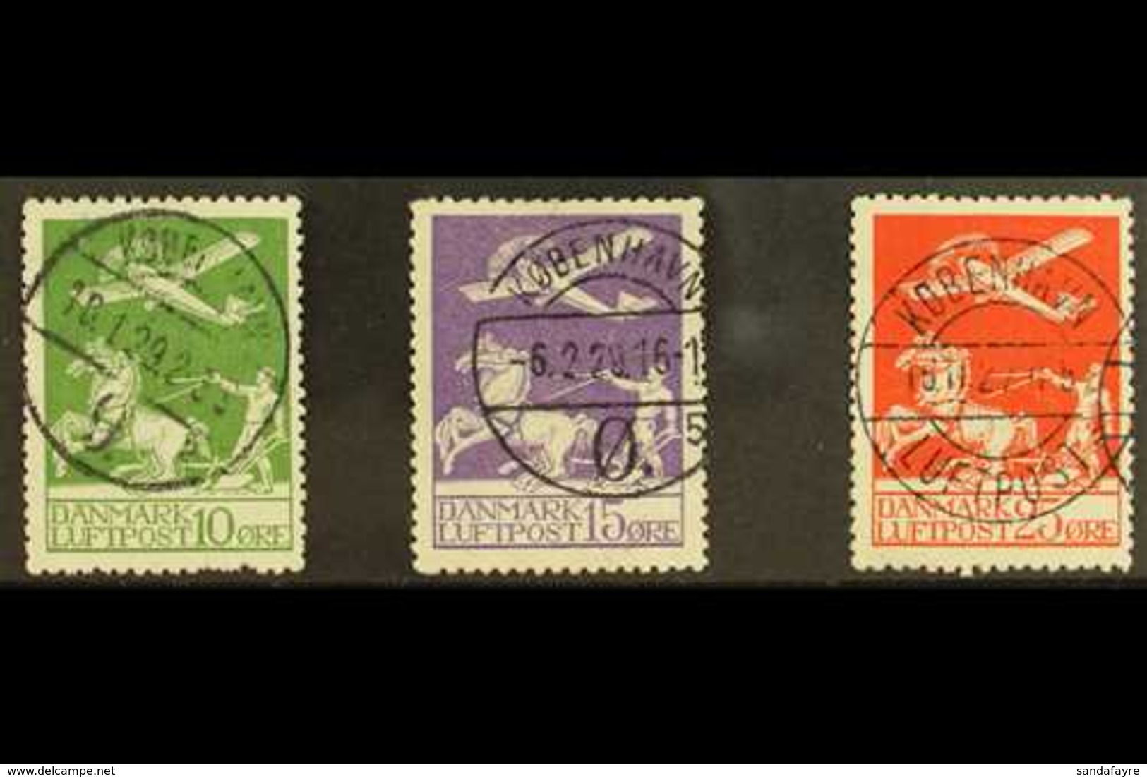 1925-26  10 Ore, 15 Ore, And 25 Ore Air Set, Michel 143/145 Or SG 224/226, Fine Used With Neat Cds Cancels. (3 Stamps)   - Autres & Non Classés