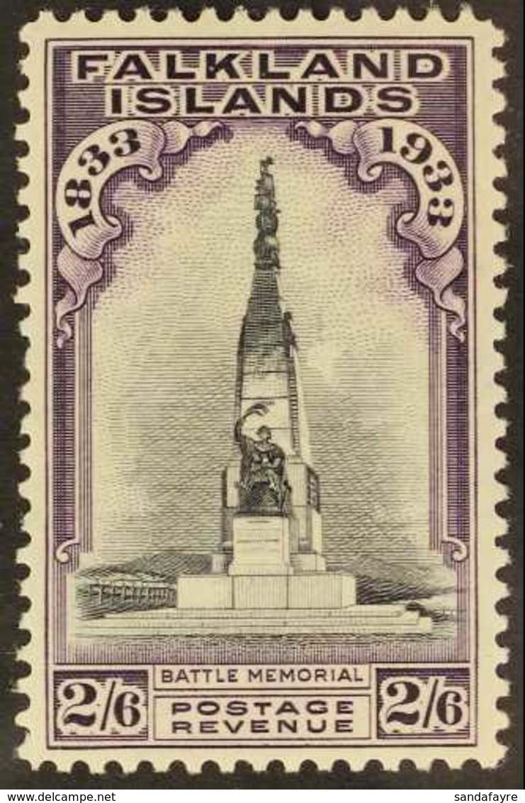 1933  Centenary 2s6d Black And Violet, SG 135, Very Fine Lightly Hinged Mint. For More Images, Please Visit Http://www.s - Falklandeilanden