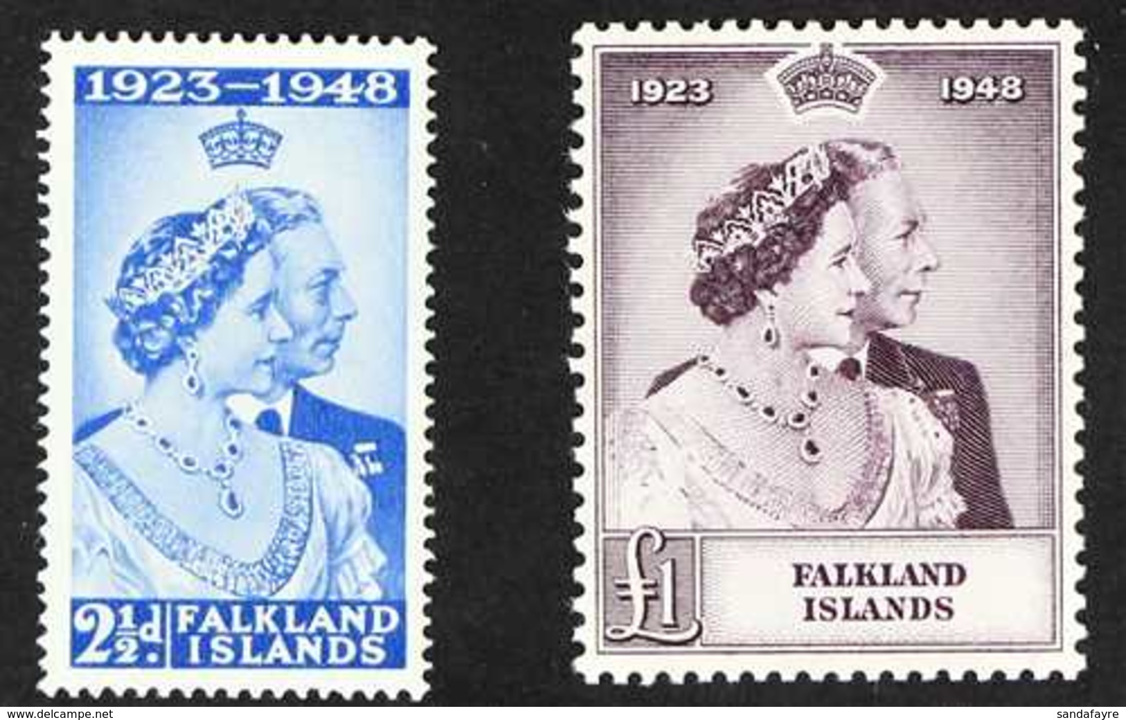 1948  Royal Silver Wedding Set, SG 166/67, Never Hinged Mint. (2 Stamps) For More Images, Please Visit Http://www.sandaf - Falklandeilanden