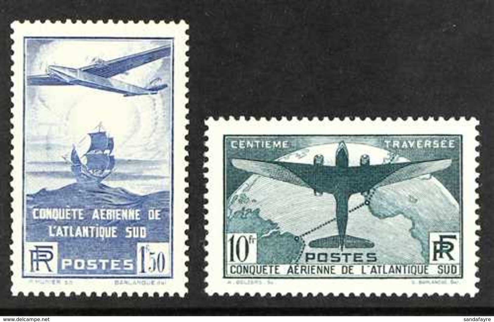 1936  South America Flight Set (Yvert 320/21, SG 553/54, Scott C16/17), Superb Never Hinged Mint. (2 Stamps) For More Im - Andere & Zonder Classificatie