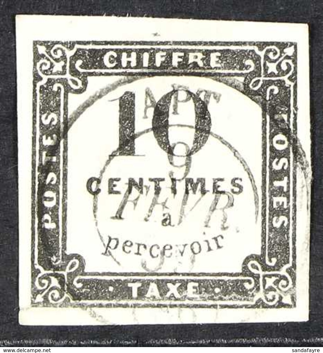 POSTAGE DUES  1859 10c Black, Litho, Yv 1, Very Fine Used With Central "Apt" Cds Cancel. Photo Cert. For More Images, Pl - Andere & Zonder Classificatie