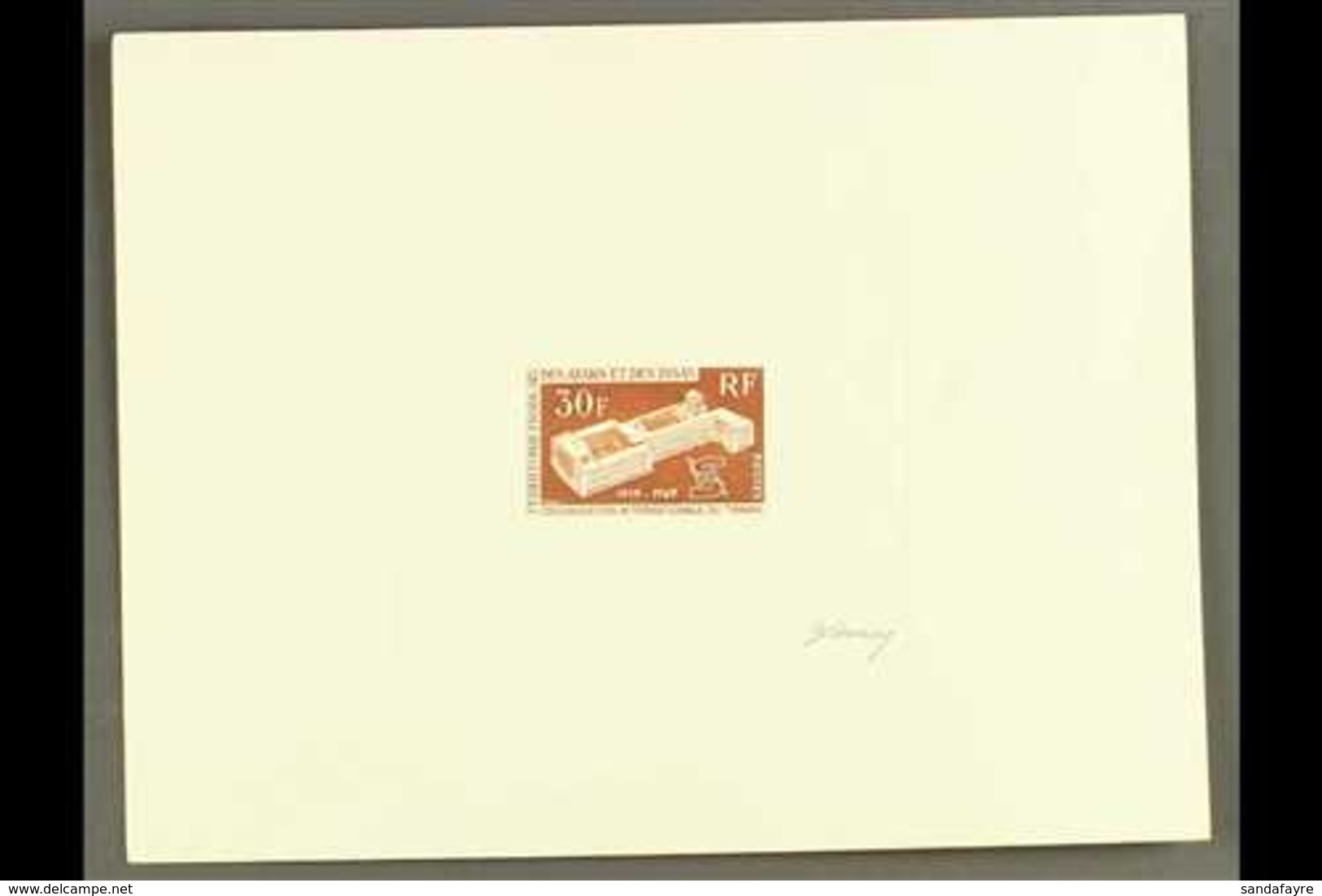 AFAR ET ISSAS  1969 30f ILO Imperf Sunken DIE PROOF, As Yvert 354, Printed In Brown On Card Ith Embossed Seal On Margin  - Andere & Zonder Classificatie