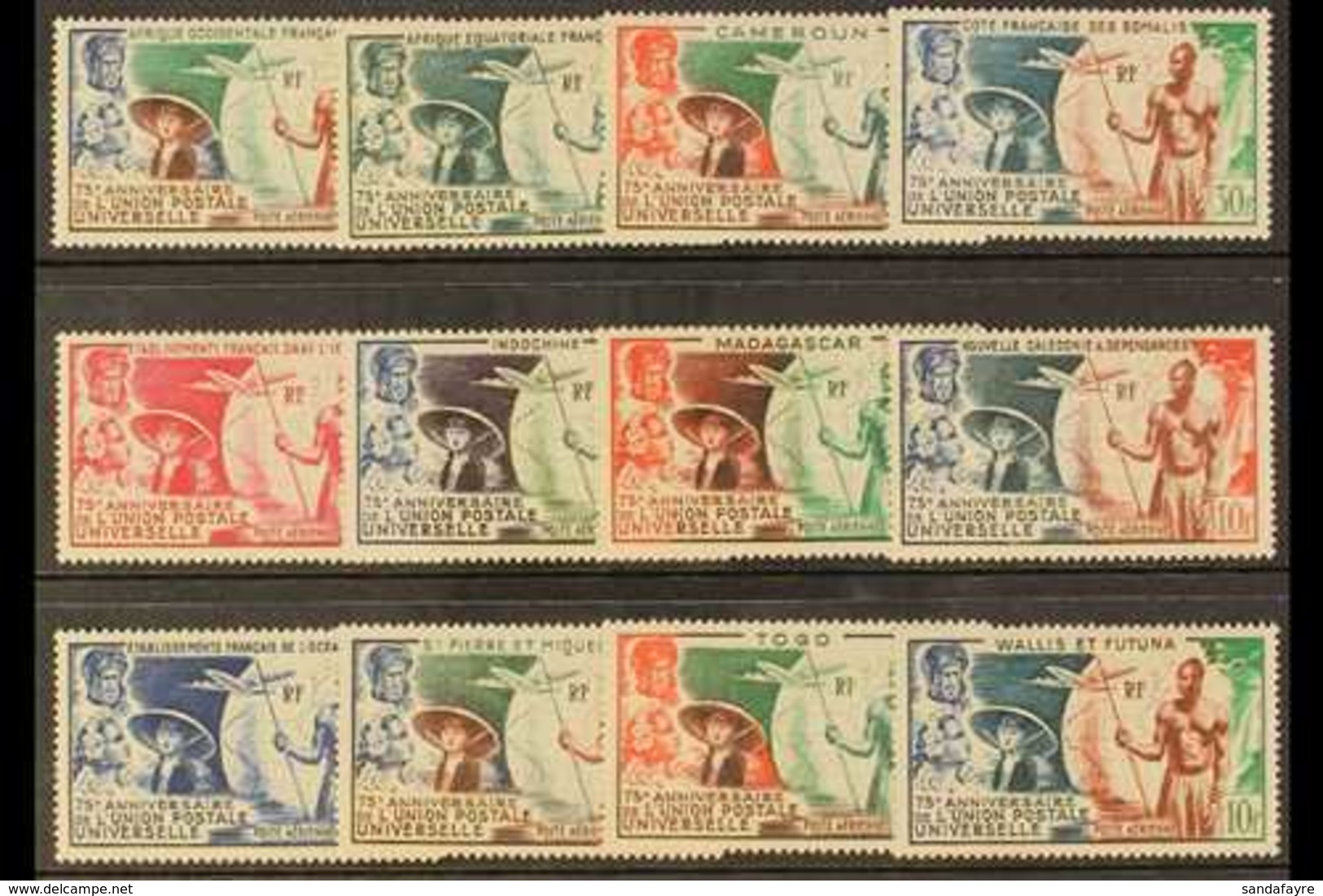 GENERAL ISSUES  1949 Air UPU Omnibus Complete, Never Hinged Mint (12 Stamps) For More Images, Please Visit Http://www.sa - Sonstige & Ohne Zuordnung